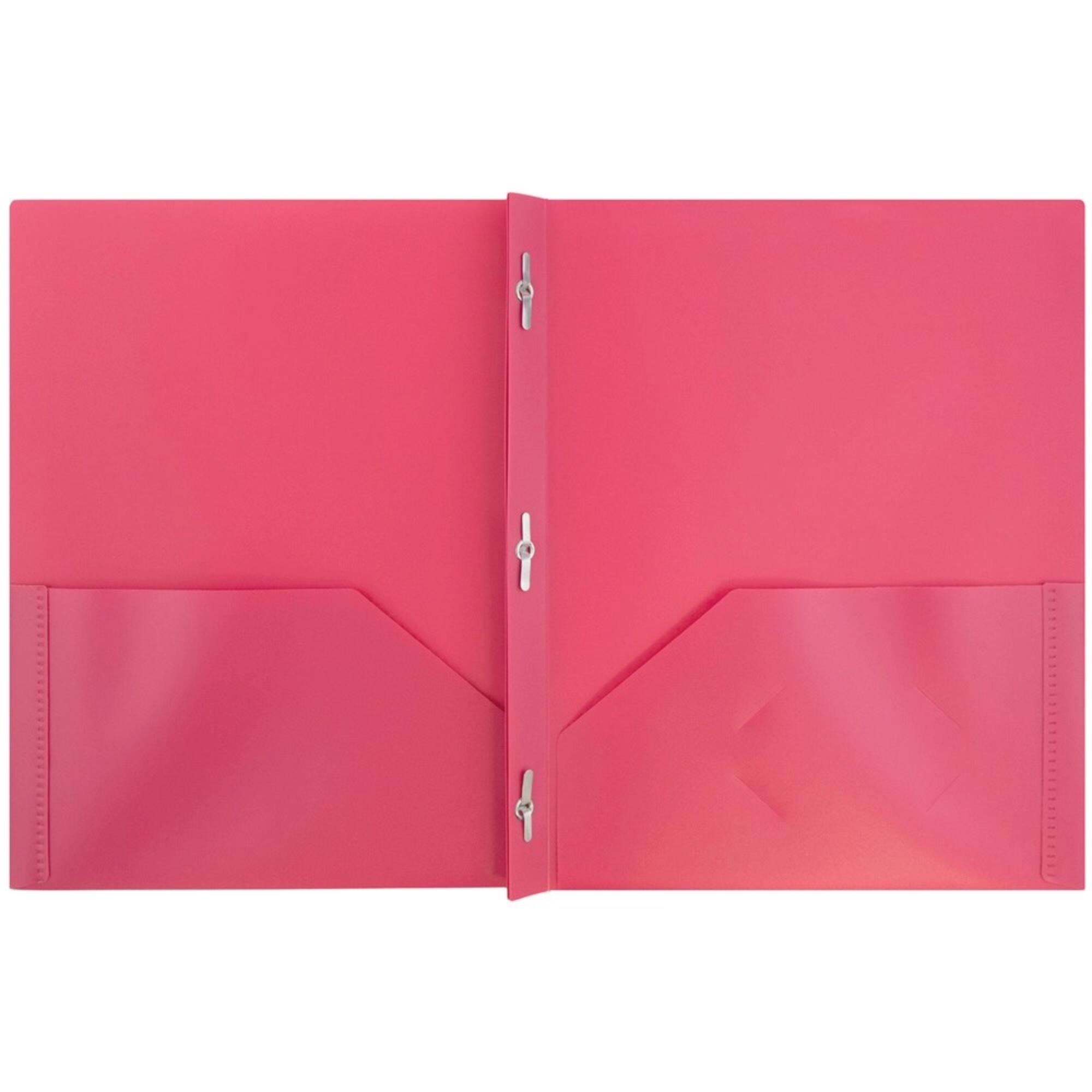 JAM Paper 9.5" x 11.5" Assorted Plastic 2 Pocket School POP Folders with Clasps, 6ct.